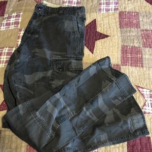 Dark camo cargo pants